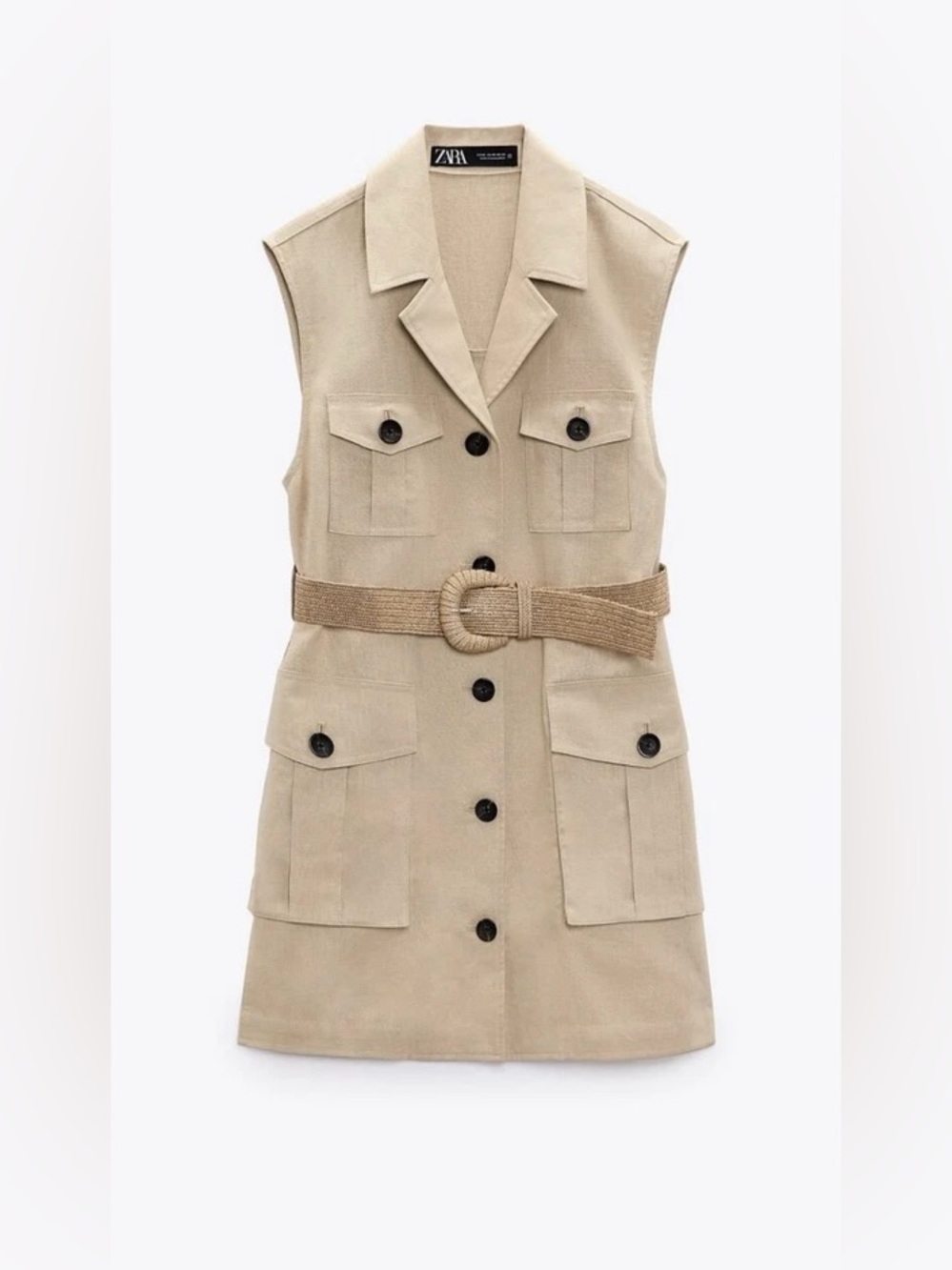 Zara Utility Safari Cargo Vest Dress L